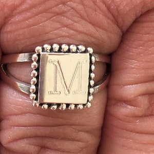 Monogram Ring, Sterling Silver Monogrammed Ring, Personalized Jewelry, Monogrammed Jewelry, Square Shaped Sterling Silver Ring, Gift For Her image 4