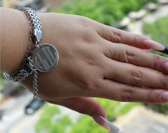 Monogrammed Bracelet Braided Stainless  Steel Silver Bracelet Engraved Braided Bracelet Jewelry Monogram Bracelet Charm Bracelet