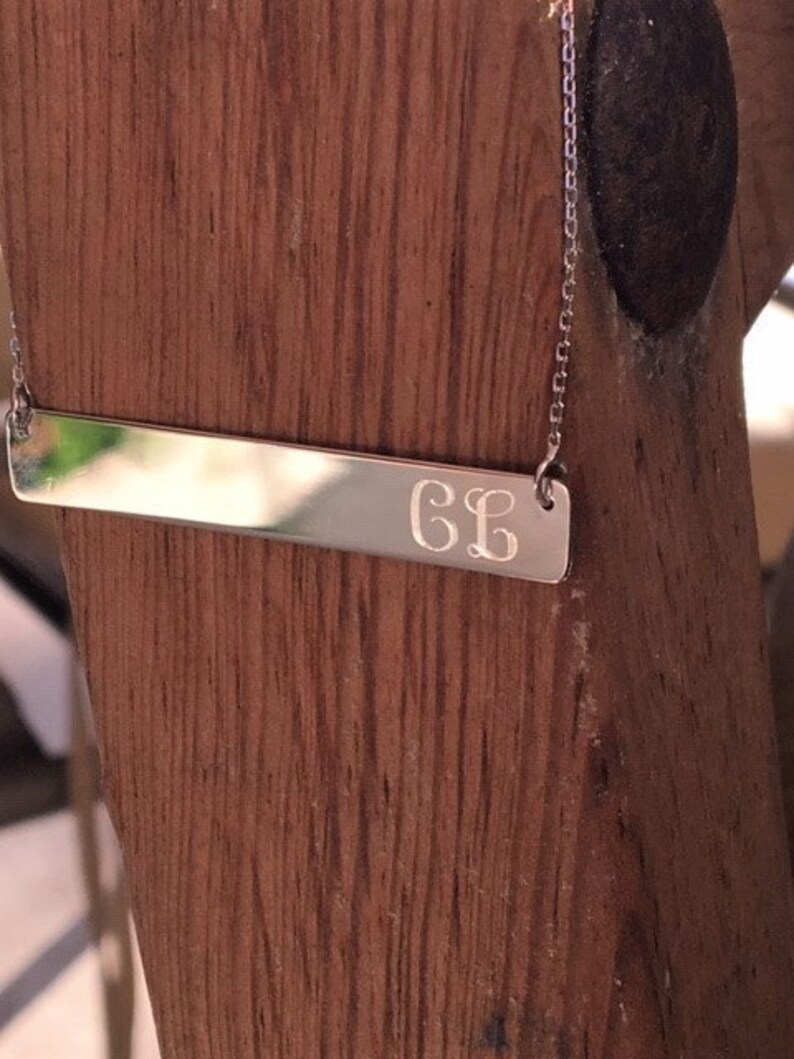 Personalized Necklace Sterling Silver Monogram Personalized Jewelry,Bar Necklace Monogrammed Sterling Silver Bar Necklace Gift for Her