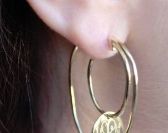 Monogrammed Hoop Earrings, Monogrammed Hoop Earrings, Silver Hoop Earrings, Gold Hoop Earrings, Personalized Earrings, Gifts for Her