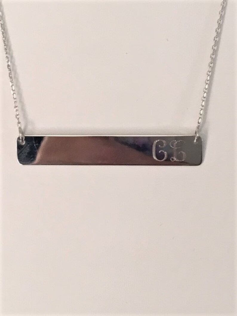Personalized Necklace Sterling Silver Monogram Personalized Jewelry,Bar Necklace Monogrammed Sterling Silver Bar Necklace Gift for Her