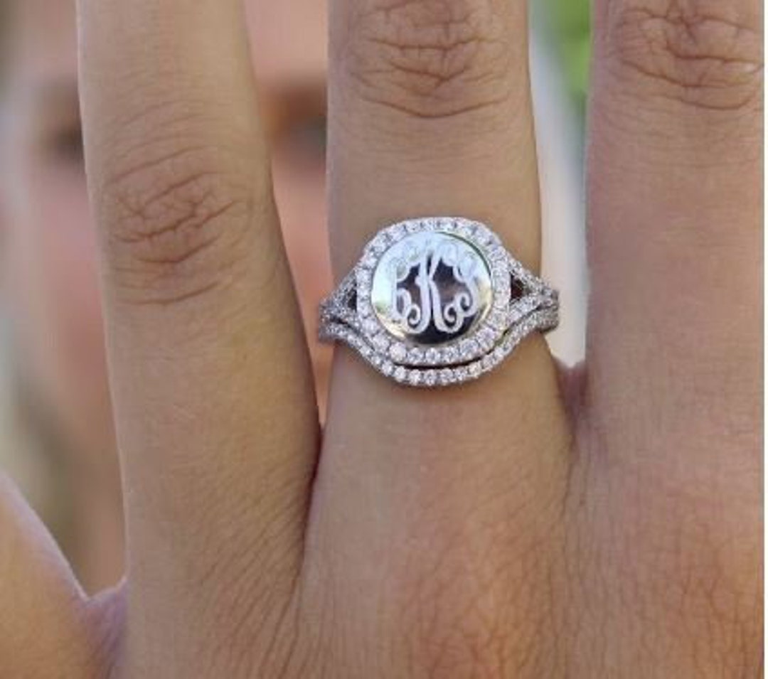 Sterling Silver Monogram Ring, Stackable Monogram Ring, 925 Monogram