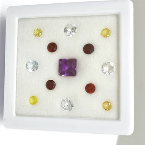 Weißer Topas, Granat, Citrin & Amethyst Set