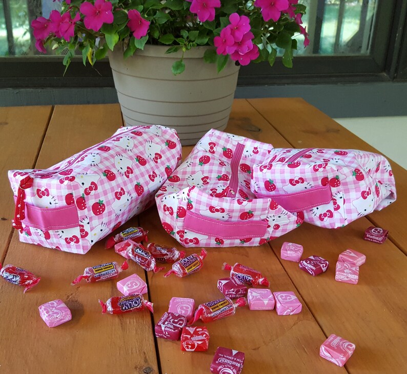 Boxy Pouch with Strawberry Hello Kitty Hello Kitty Bag Little Girl Small Toy Tote with Zipper