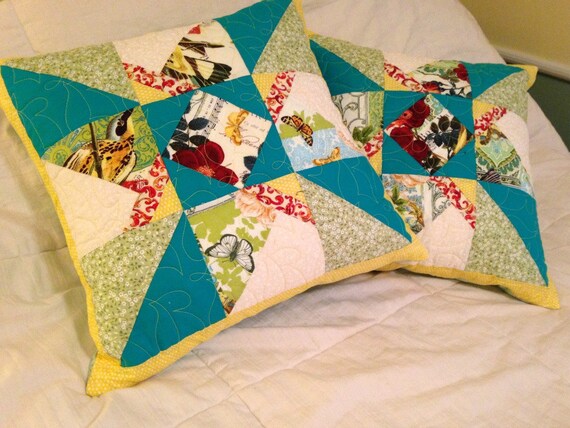 Quilted Pillow Sham Spring Celebration Pillow Cover Teal Etsy