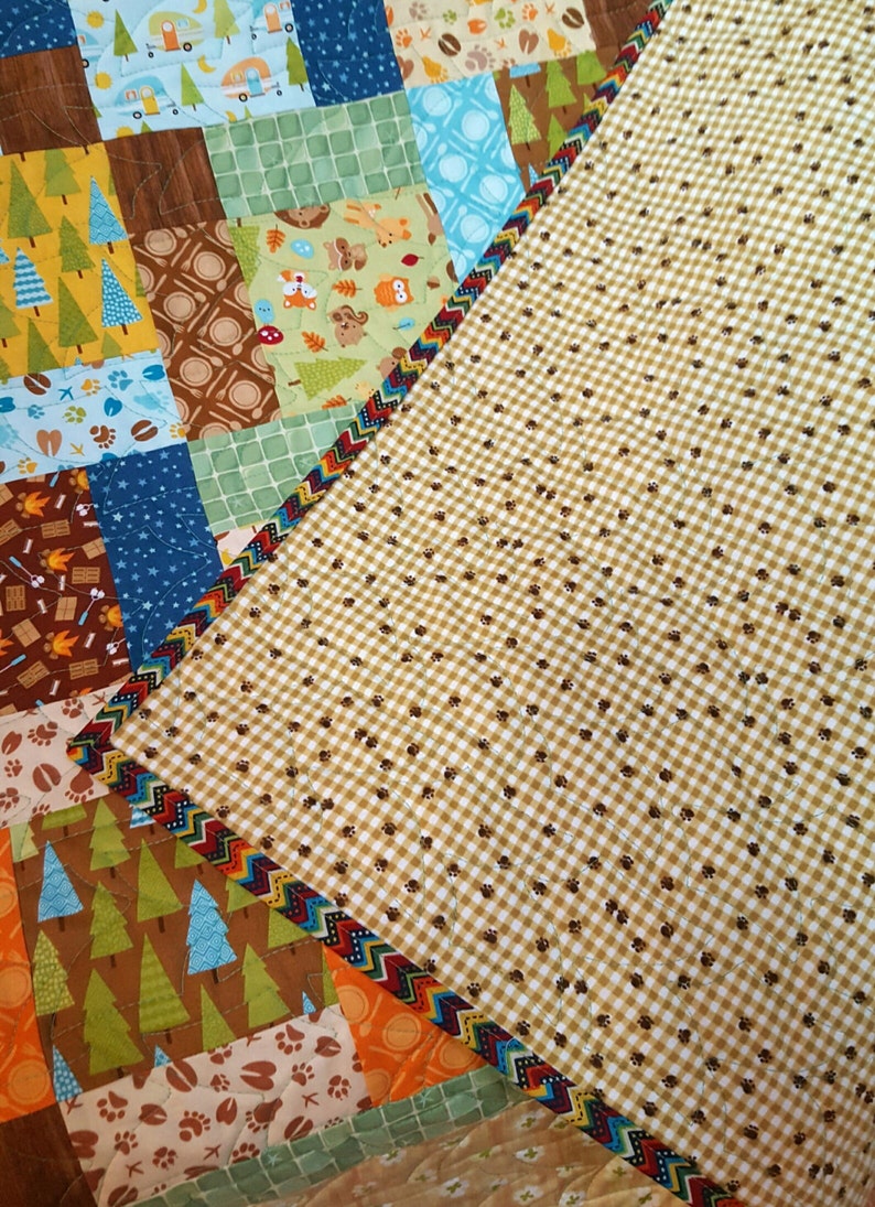 Baby Crib Quilt with a Camping Theme Unisex Kids Play Quilt Etsy