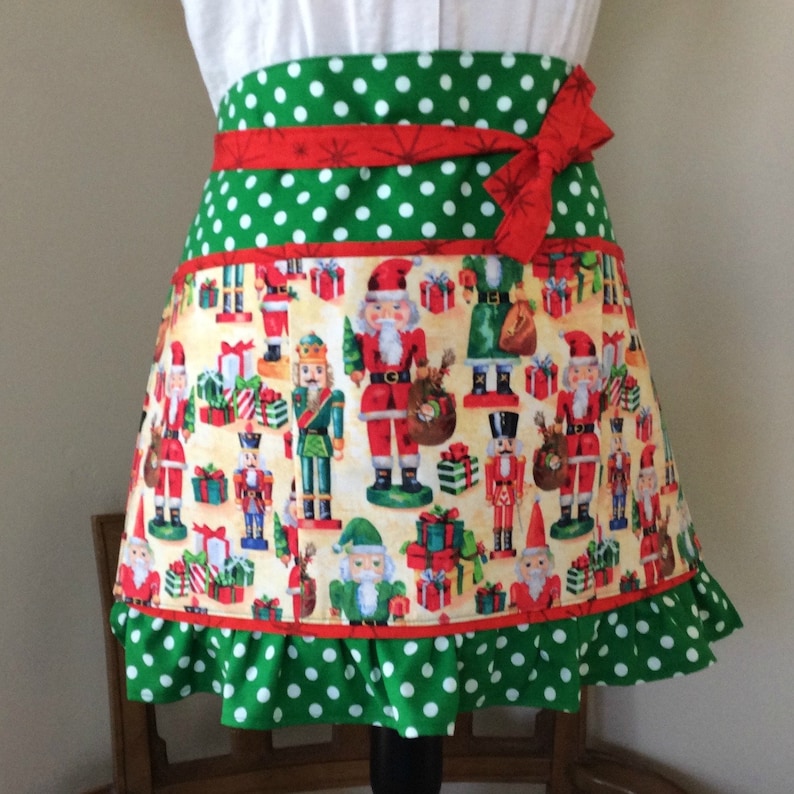Christmas Half Apron with Pockets Nutcracker Ruffle Teacher Etsy