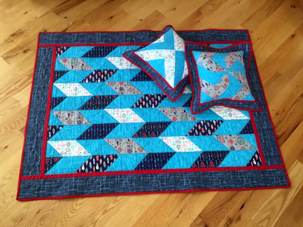 Southwestern Quilt Set Blue Crib Quilt with Pillows Bright Etsy