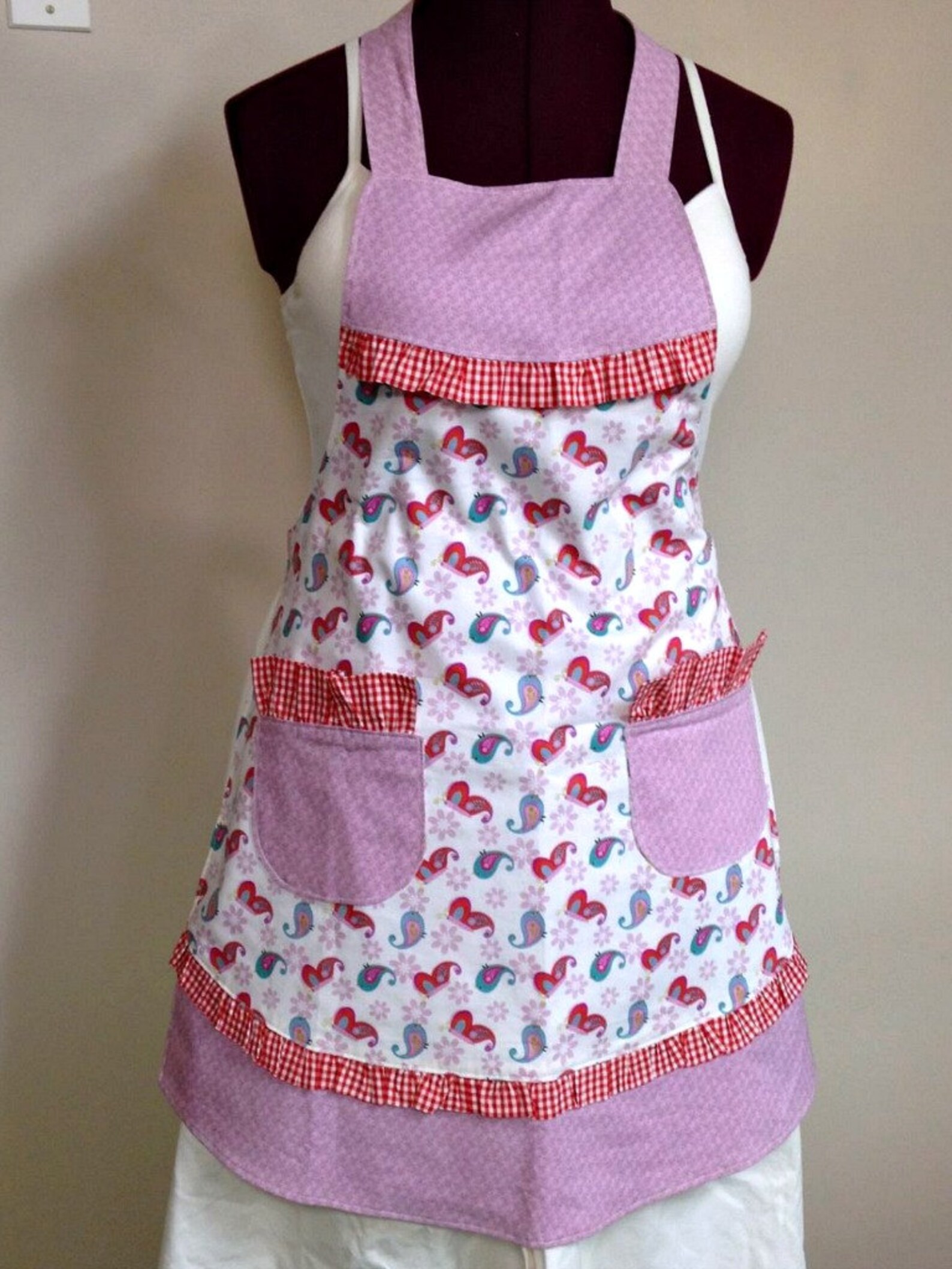 Womens Full Apron Country Style Ruffle Apron in purple and Etsy