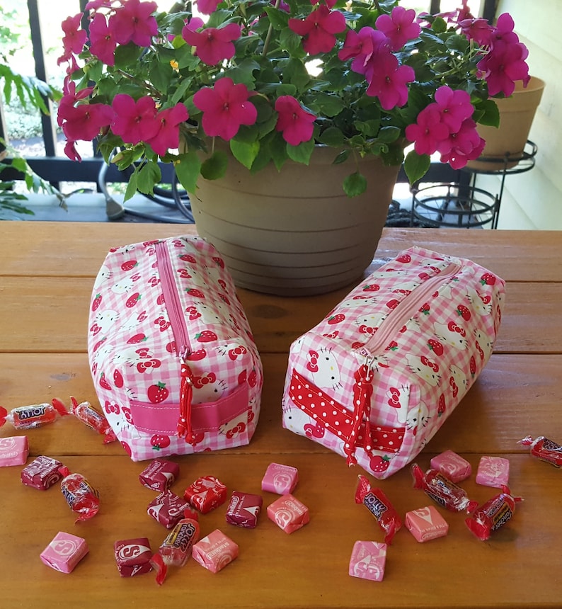 Boxy Pouch with Strawberry Hello Kitty Hello Kitty Bag Little Girl Small Toy Tote with Zipper