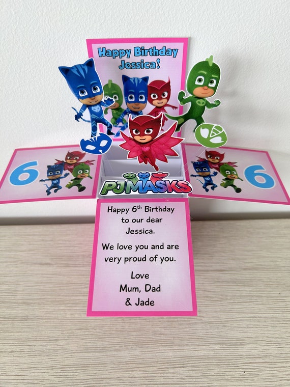 PJ MASKS Geburtstagskarte Für Enkelin – Superhelden-Karte Mit Personalisierbarer Innenseite