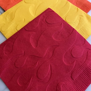 Fire Fighter Flames Hand Embossed Cocktail Napkins