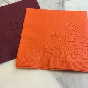 Pumpkin Patch Fall Hand Embossed Cocktail Napkins image 1