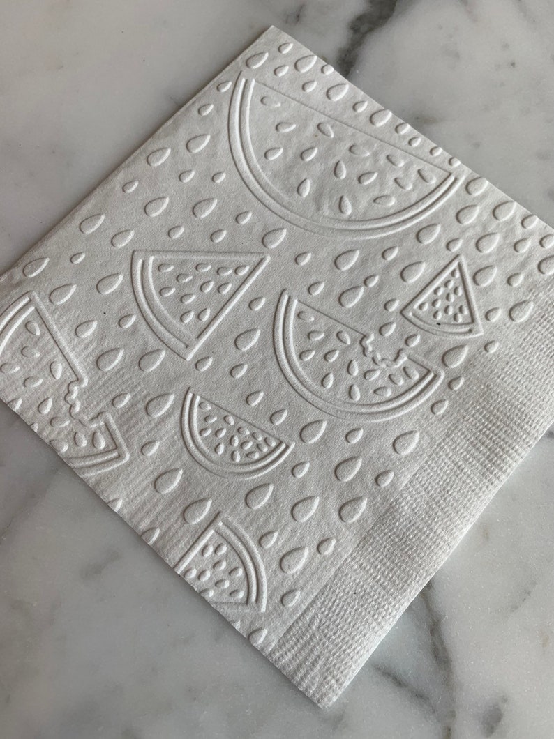 Watermelon summer themed Hand Embossed CocktailDessertBeverage Napkins