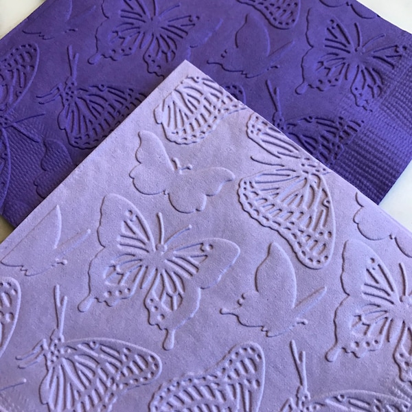Small Butterflies Hand Embossed Cocktail Napkins