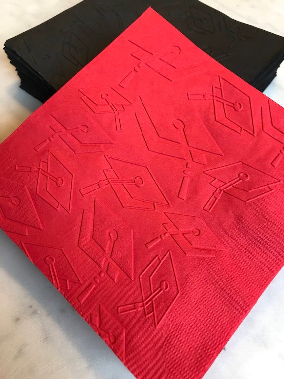 Graduation Cap Hand Embossed Cocktail Napkins Il_570xn