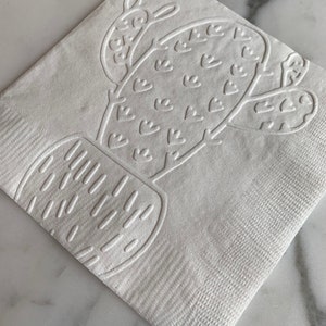 Big Round Cactus/Desert/Fiesta/Taco Hand Embossed Beverage/Cocktail/Dessert Napkins