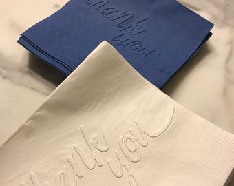 Thank You Hand Embossed Cocktail/Beverage Napkins