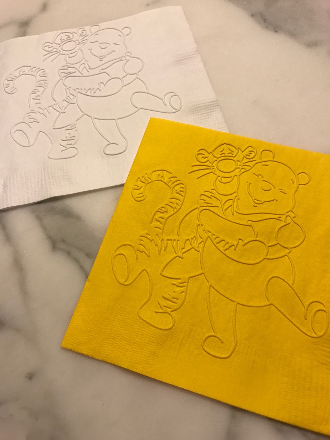 Winnie the Pooh and Tigger Themed Best Friends Hand Embossed Cocktail Napkins