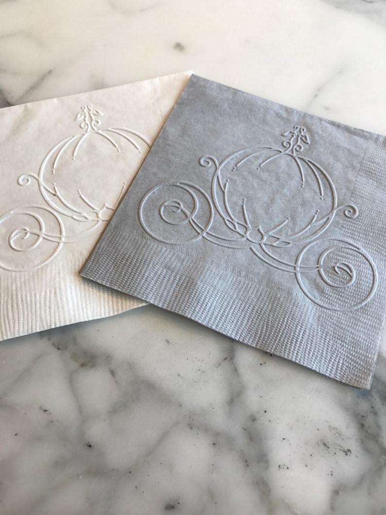 Cinderella Carriage Hand Embossed Cocktail Napkins image 1