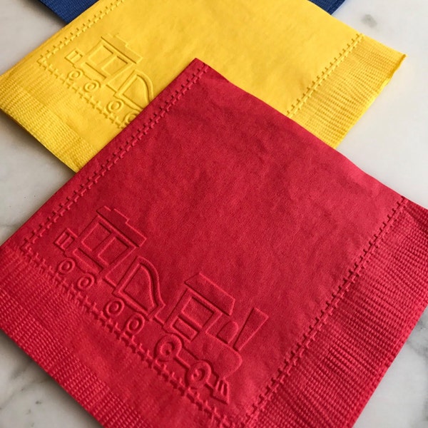 Choo Choo Train Hand Embossed Cocktail Napkins