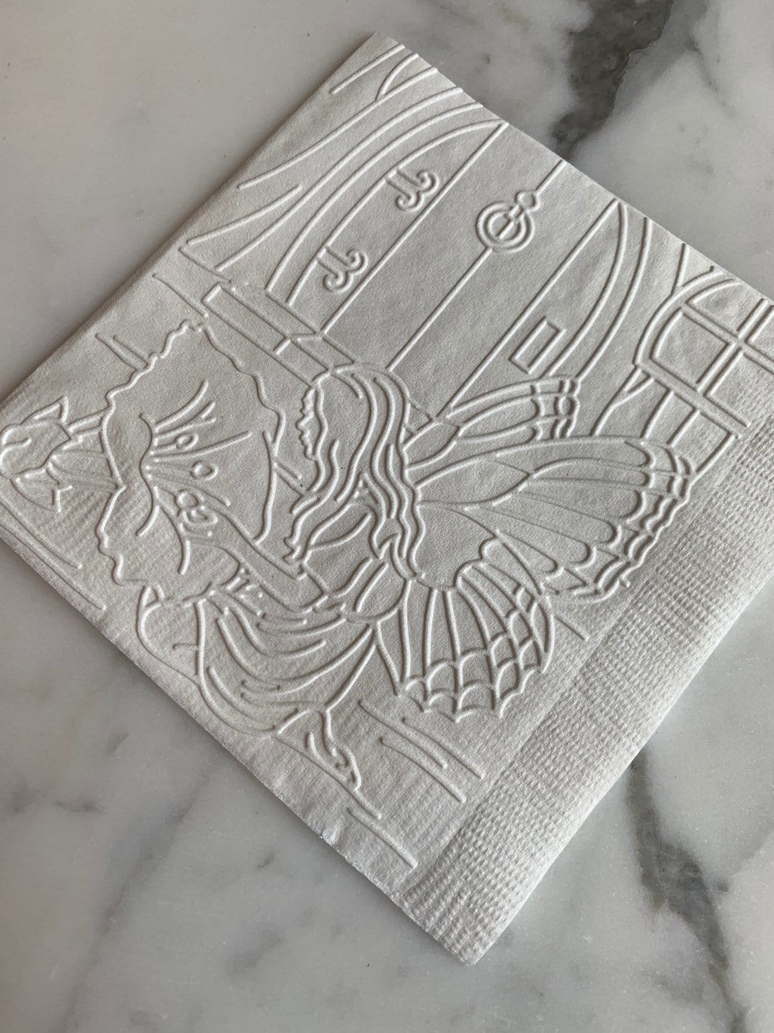 Fairy with Flower Hand Embossed CocktailBeverageDessert Napkins