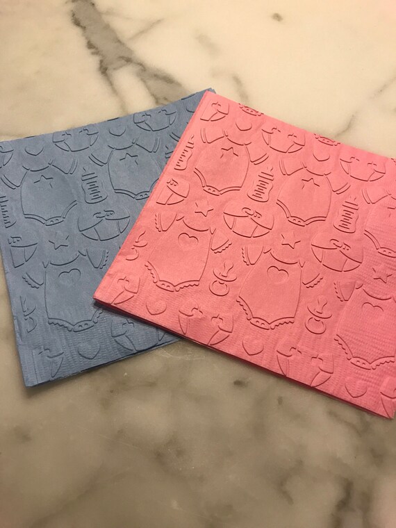 Onesies and Bottle Baby Shower/Gender Reveal Hand Embossed Napkins Il_570xn