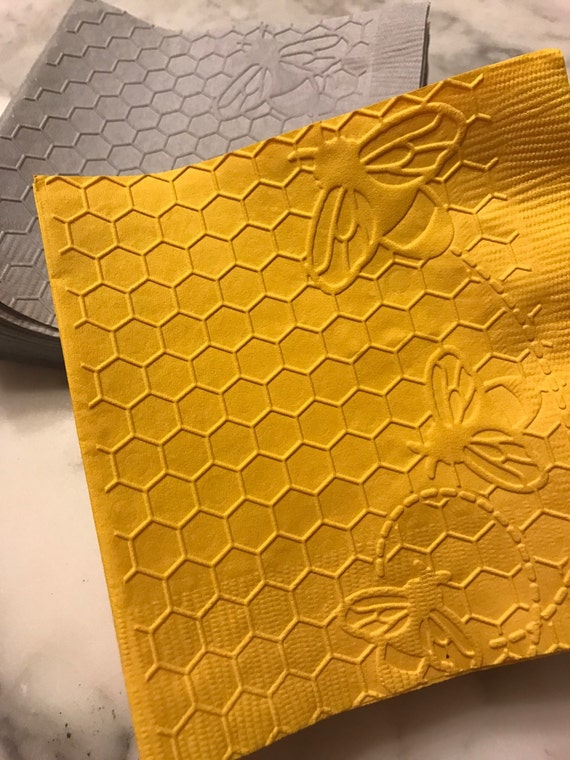 Honey Comb and Bumble Bee Hand Embossed Cocktail Napkins Il_570xn