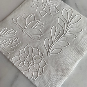 Succulent Hand Embossed Beverage/Cocktail/Dessert Napkins