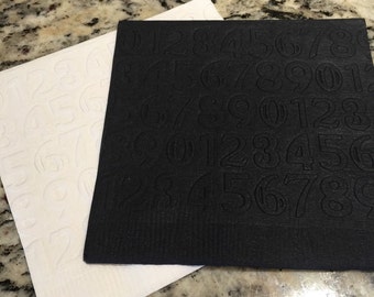 Numbers (0-9) Hand Embossed Cocktail Napkins