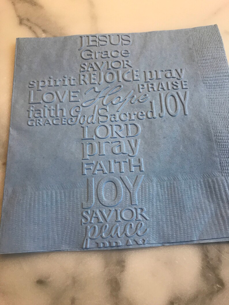 Cross With Religious Words Hand Embossed Cocktail Napkins Etsy