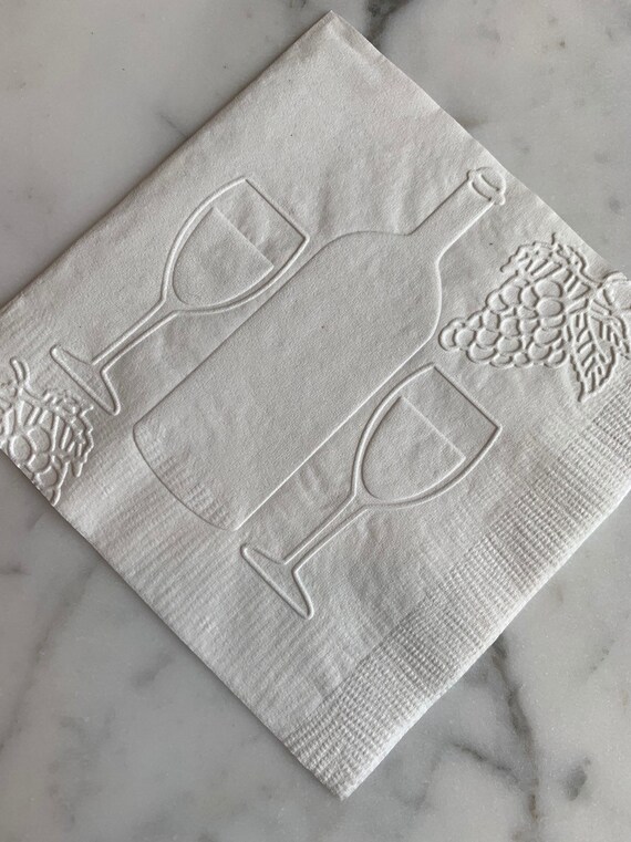 Wine Bottle and Wine Glasses Hand Embossed Cocktail/Beverage/Dessert Napkins Il_570xn
