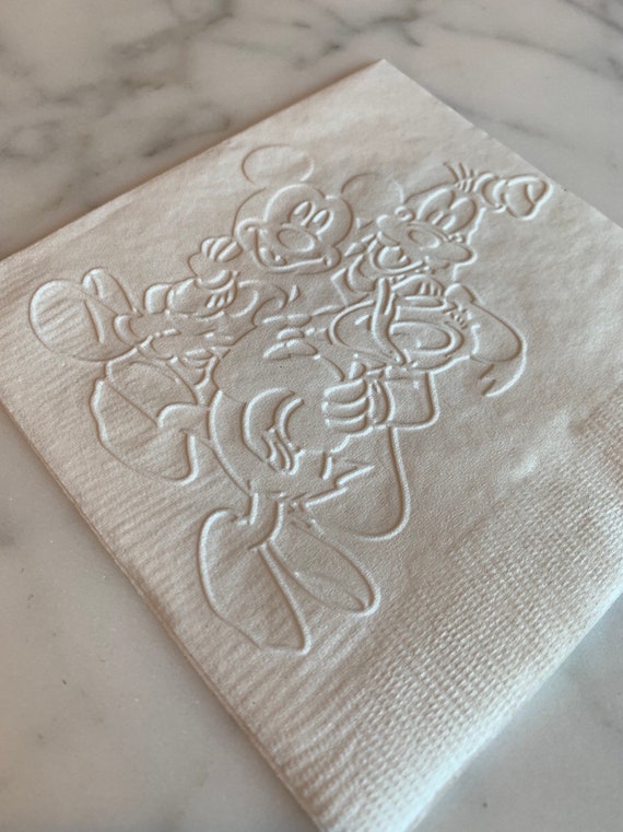 Mickey Mouse, Goofy, and Donald Duck Hand Embossed Cocktail/Dessert/Beverage Napkin Il_570xn