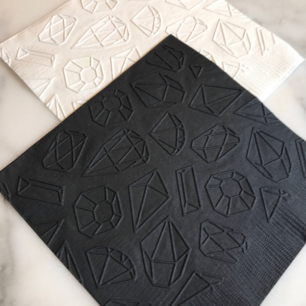 Jewel/Diamond Hand Embossed Cocktail/Beverage Napkins