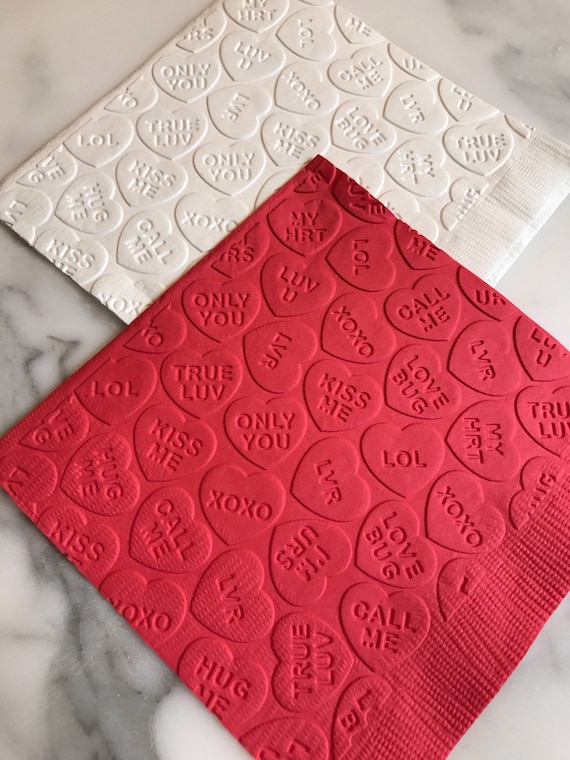 Valentine Conversation Heart Hand Embossed Cocktail/ Beverage/ Dessert