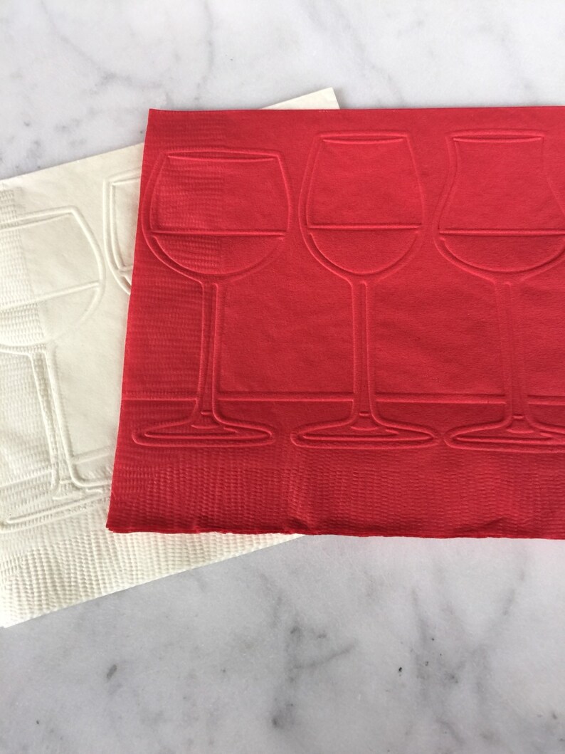 Wine Glasses Hand Embossed Napkins Etsy