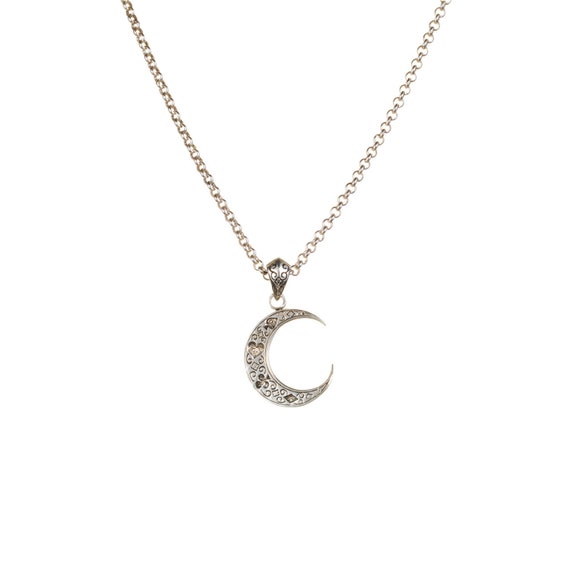 Cute Unique Sterling Silver Crescent Moon With Four Suits Image 0