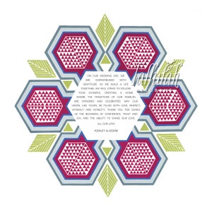 Geometric Pomegranate Parents' Gift | Jewish/Interfaith Wedding | Hand-Painted Watercolor, Giclée Print