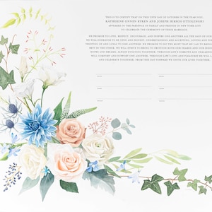 Custom Floral Bouquet Ketubah | Jewish/Interfaith/Quaker Wedding Certificate | Hand-Painted Watercolor, Custom | Personalized Wedding Gift