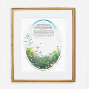 Flower Meadow Ketubah | Jewish/Interfaith Wedding Certificate | Hand-Painted Watercolor, Giclée Print | Wedding Gift
