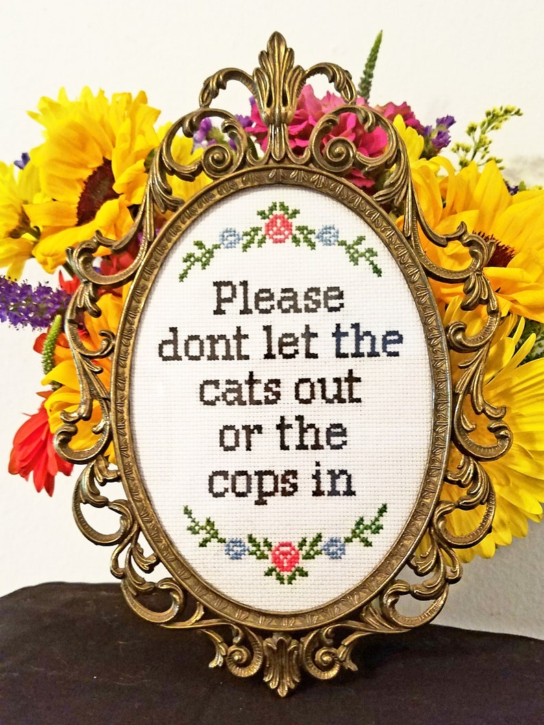 Please Don't Let the Cats Out or the Cops Inpdf Cross Etsy