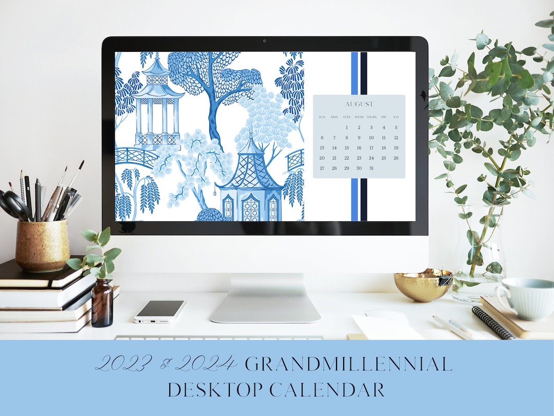 2023 & 2025 Preppy Desktop Calendar Wallpaper Etsy
