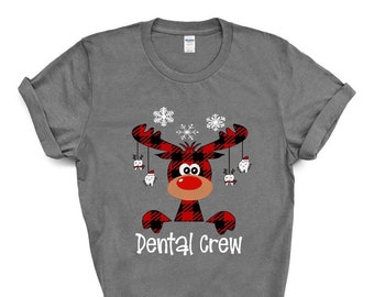 Moose Dental Crew Screen Print Transfer - Christmas Shirt for Dentist Office - Make Your Own Shirt - Ready to Press - High Heat Screen Print