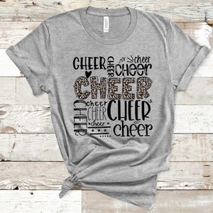 Cheer Leopard Word Art Typography Screen Print Transfer - Make Your Own Shirt - Ready to Press High Heat Screen Print Transfer