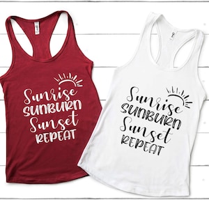 Sunrise Sunburn Sunset Repeat Screen Print Transfer - Make Your Own Shirt - Ready to Press - Beach Vacation Shirt - Girl's Trip Design