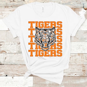 Tigers Mascot Orange and Black Direct to Film Transfer - Make Your Own Shirt - Ready to Press Direct to Film Transfer - School Spirit Wear
