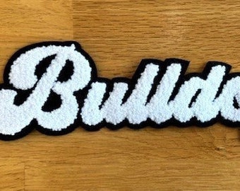 Bulldogs Mascot Chenille Patch - Chenille Patch with Adhesive - School Mascot Patch - Bulldogs Football  - Make Your Own Shirt