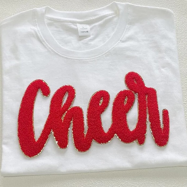 Cheer Iron On Chenille Patch - Cheerleading Chenille Patch - Cheer Mama Shirt Design - Make Your Own Shirt