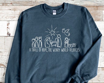 A Thrill of Hope The Weary World Rejoices Screen Print Transfer - Christmas Nativity Screen Print Transfer - Make Your Own Shirt