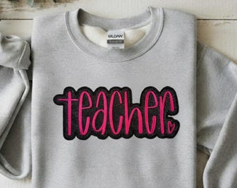 Teacher Glitter Patch - Iron On Patch for Teachers - Make Your Own Shirt
